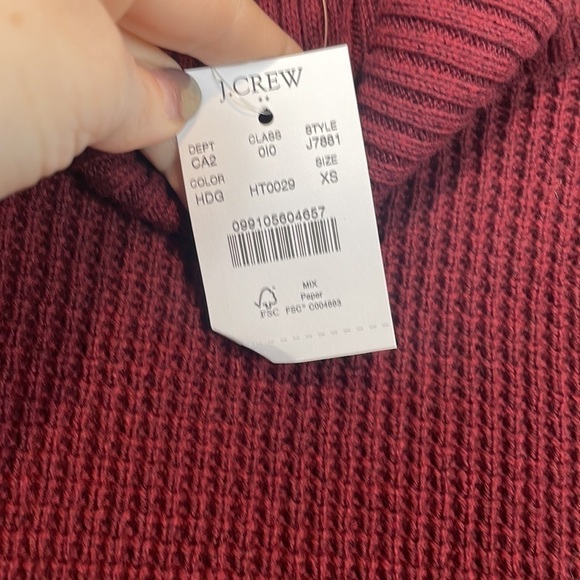 NWT J.Crew Burgundy Waffle Knit Textured Turtleneck Sweater XS - Picture 6 of 9